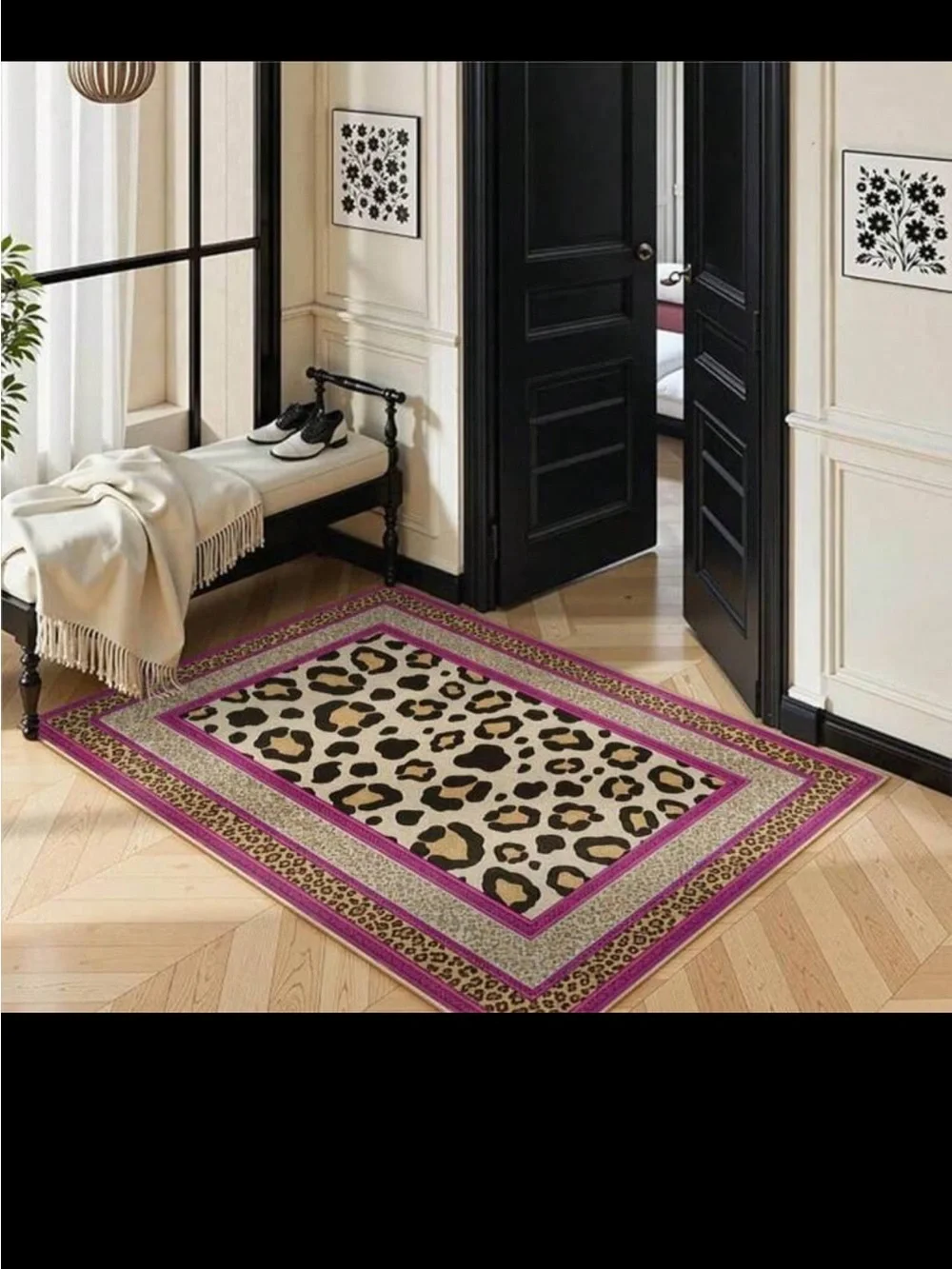 Pink Leopard Print Area Rug